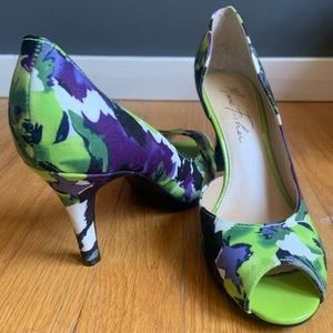 🌟3/$15! NWT Marc Fisher Tropical- Floral Heels w/ Peep-toe